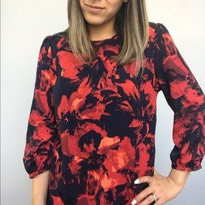 Beautiful floral red shirt with leather detail